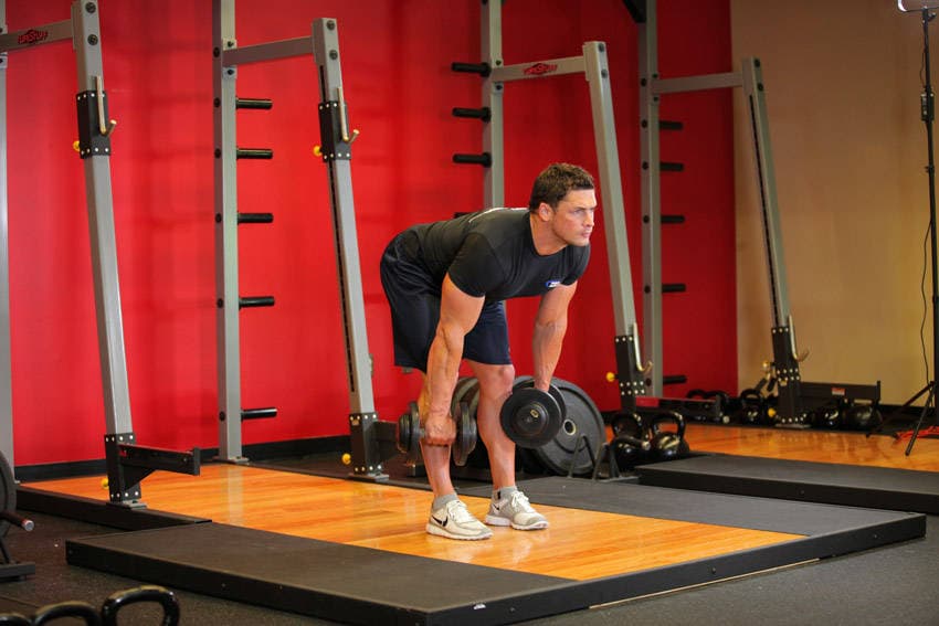 Dumbbell Romanian deadlift, position 2
